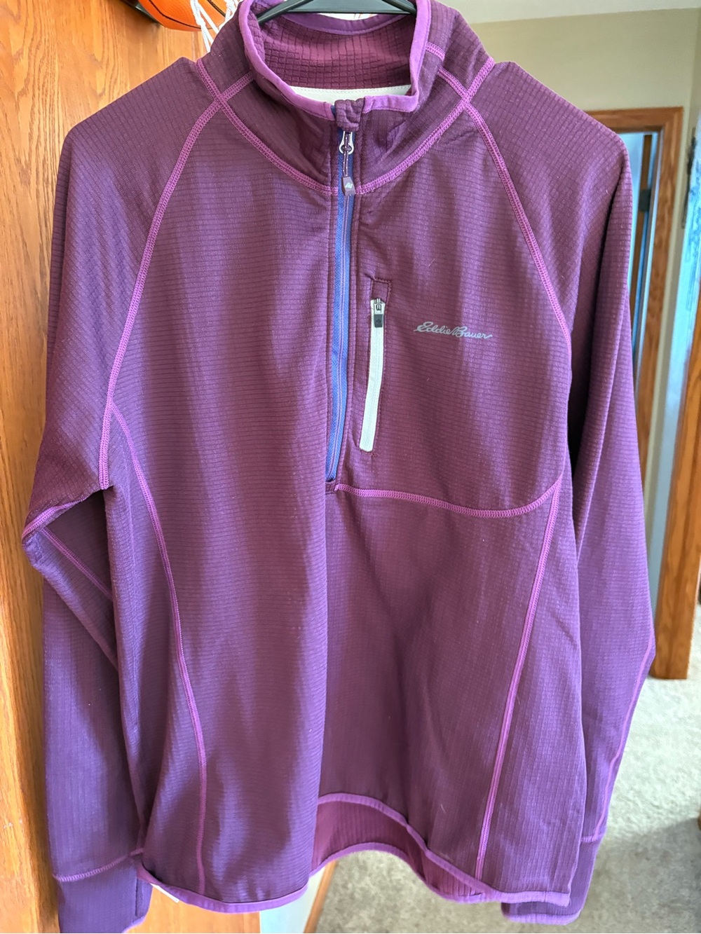 Eddie Bauer Plum Half-Zip Crew Neck Pullover